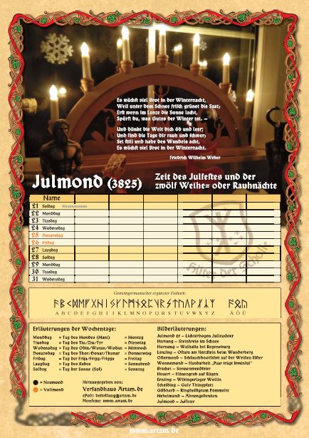 Germanischer Jahrweiser für die Sippe 3825/26 – Bild 2